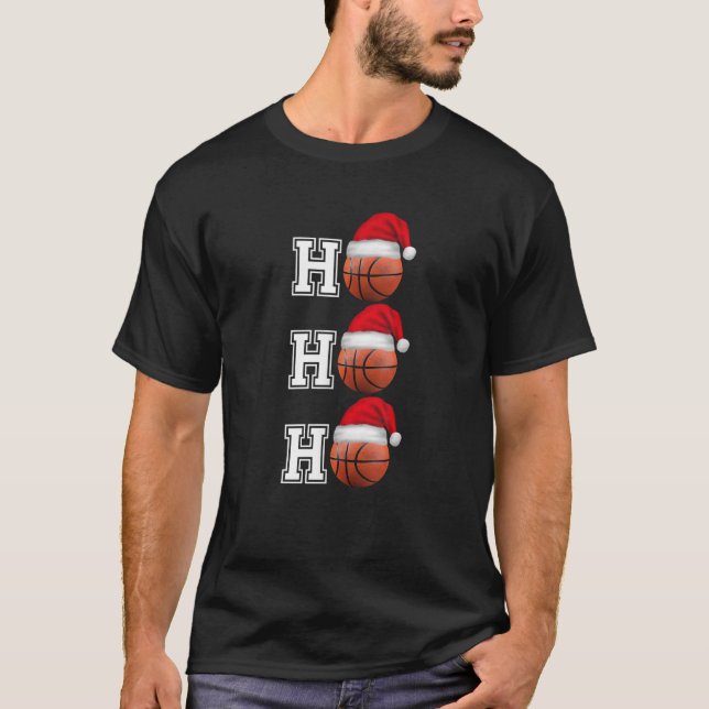 Camiseta Ho Ho Ho Ho Básquetbol Navidades de Santa Hat T Sh (Anverso)