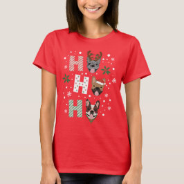 Camiseta Ho Ho Ho Ho Bulldog francés Feliz Navidad