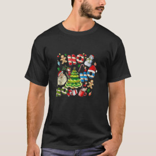 Camiseta Ho Ho Ho Ho Feliz Navidad Con Santa Claus Y Cand