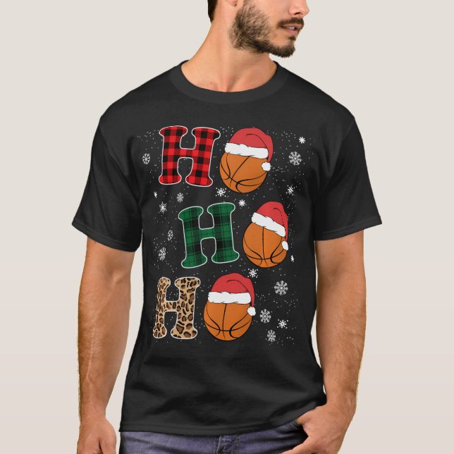Camiseta Ho Ho Ho Ho Funny Amantes del baloncesto de Santa  (Anverso)