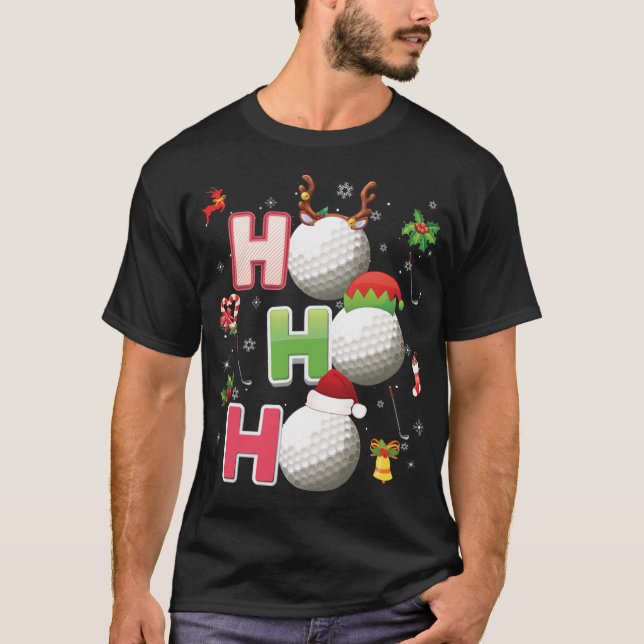 Camiseta Ho Ho Ho Ho Golf Ball Navidades Santa Elf Reindeer (Anverso)