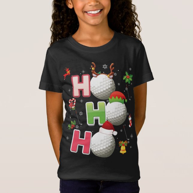 Camiseta Ho Ho Ho Ho Golf Ball Navidades Santa Elf Reindeer (Anverso)