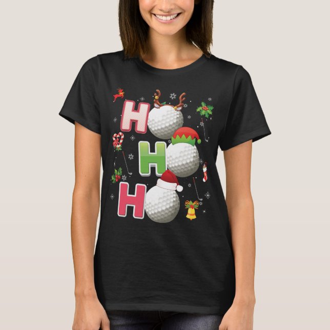 Camiseta Ho Ho Ho Ho Golf Ball Navidades Santa Elf Reindeer (Anverso)