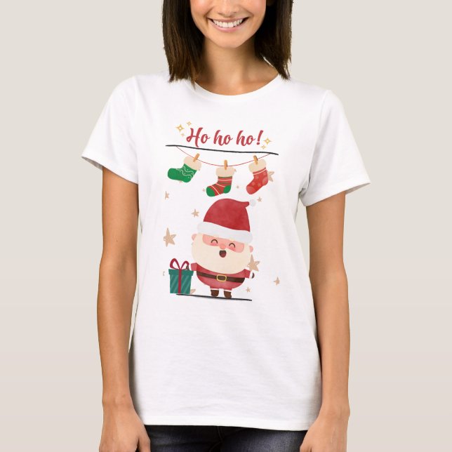 Camiseta Ho Ho Ho Ho Happy Santa Holiday Tee (Anverso)