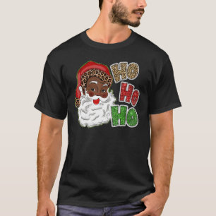 Camiseta Ho Ho Ho Ho Ho African American Santa Black Merry 