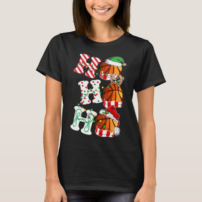 Camiseta Ho Ho Ho Ho Ho Bysketbyll enciende el Elf reno de  (Anverso)