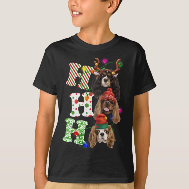 Camiseta Ho Ho Ho Ho Ho Cavalier Rey Charles Spaniel Cute C (Anverso)