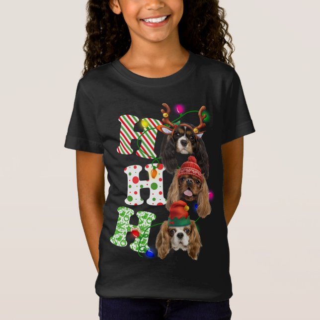 Camiseta Ho Ho Ho Ho Ho Cavalier Rey Charles Spaniel Cute C (Anverso)