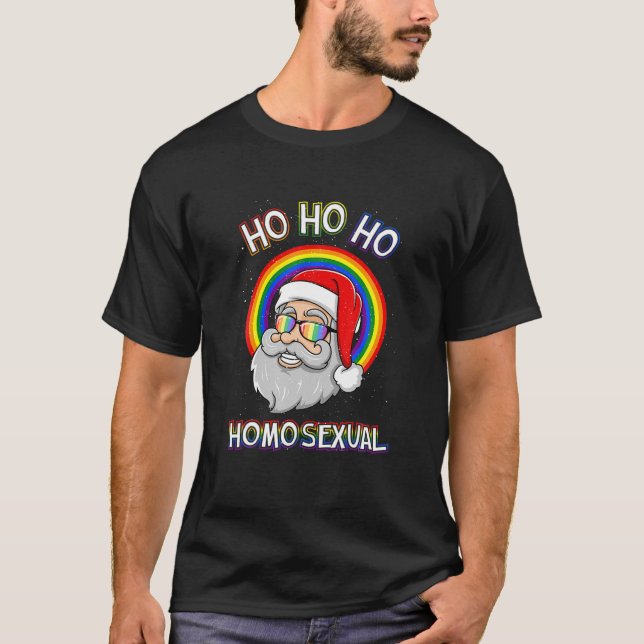 Camiseta Ho Ho Ho Ho Ho Holigays Homosexuales Navidades LGB (Anverso)