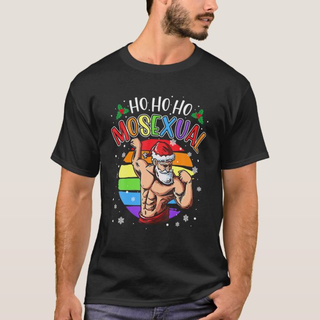 Camiseta Ho Ho Ho Ho Ho Mosexual Gay Santa Costume arcoiris (Anverso)