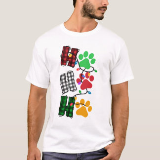 Camiseta Ho Ho Ho Ho Ho Paw imprimió a Navidades Luminosos