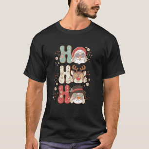 Camiseta Ho Ho Ho Ho Ho Retro Cute Reindeer Santa Snowman C