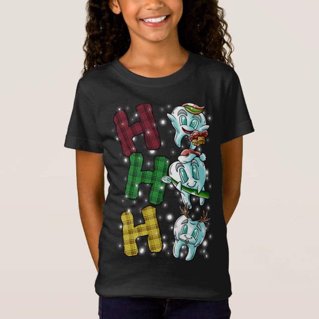 Camiseta Ho Ho Ho Ho Ho Teeth Santa Dentist Dental Ugly Nav (Anverso)