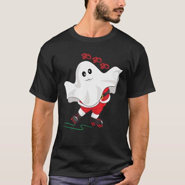 Camiseta Ho Ho Ho Ho I Mean Bo Bo, Santa Boo, Cute Ghost Ha (Anverso)