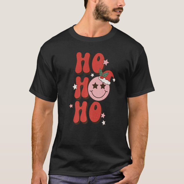 Camiseta Ho Ho Ho Ho Navidades Feliz Cara Con Santa Hat Chr (Anverso)