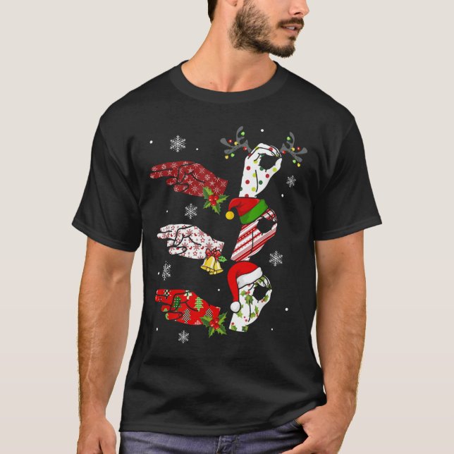 Camiseta Ho Ho Ho Ho Rótulo Asl Idioma Familia Orgullo Sord (Anverso)