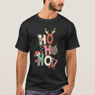 Camiseta Ho Ho Ho Ho Santa Claus Navidades Leopard Print Bu