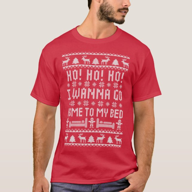 Camiseta Ho Ho Ho I Wanna Go Home To My Bed Antisocial Humo (Anverso)