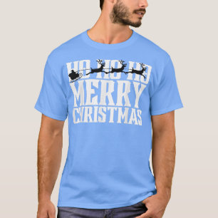 Camiseta Ho Ho Ho Merry Christmas Santas Sleigh And Flying