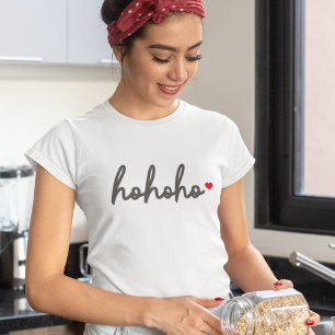 Camiseta Ho Ho Ho Navidades Corazón moderno Minimalista