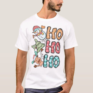 Camiseta Ho Ho Ho - Navidades divertidos Snowman y Reindeer