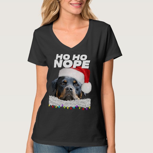 Camiseta Ho Ho Ho Nope Rottweiler Cute Navidades Rottie (Anverso)