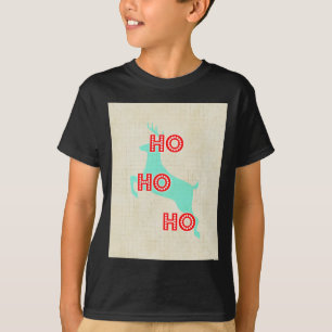 Camiseta ho ho ho reno rojo azul navidad vintage