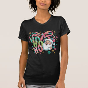 Camiseta Ho Ho Ho Santa Coquette Lazo Navidad Retro Festiv