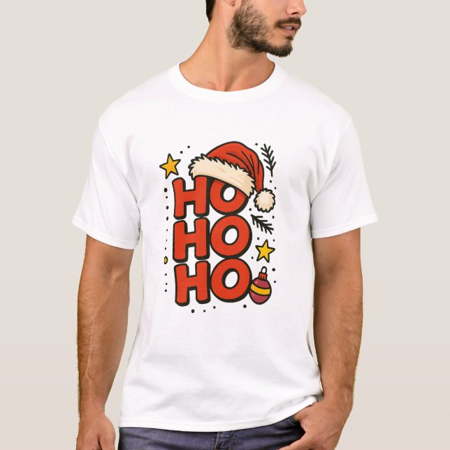 Camiseta Ho Ho Ho Santa Hat Christmas Tee (Anverso)