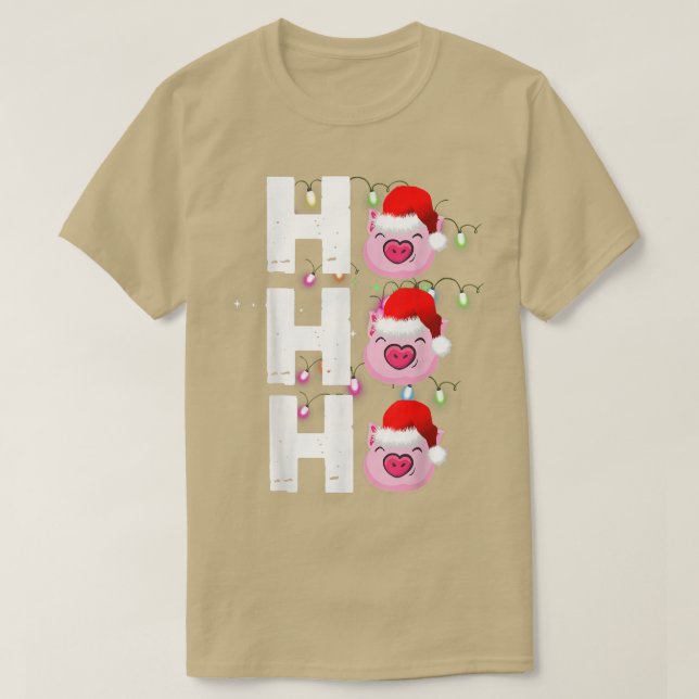 Camiseta HO HO HO Santa Hat Funny Pig Navidades  (Diseño del anverso)