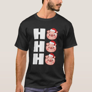 Camiseta HO HO HO Santa Hat T Shirny Navidades de cerdo div
