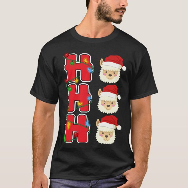 Camiseta Ho Ho Ho Santa Llama Christmas (Anverso)