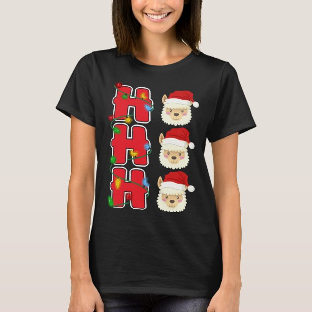 Camiseta Ho Ho Ho Santa Llama Christmas (Anverso)