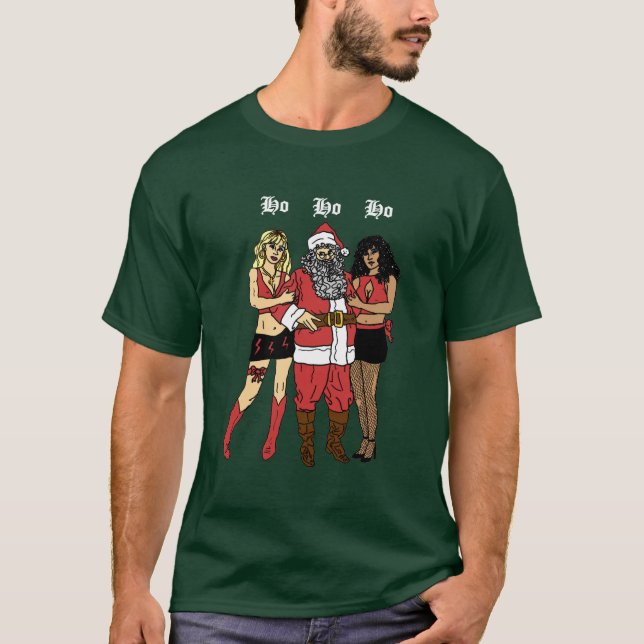 Camiseta Ho Ho Ho Santa (verde) (Anverso)