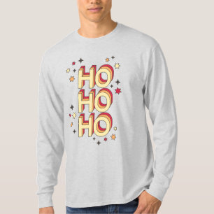 Camiseta Ho ho ho texto estacional de Navidad y estrellas
