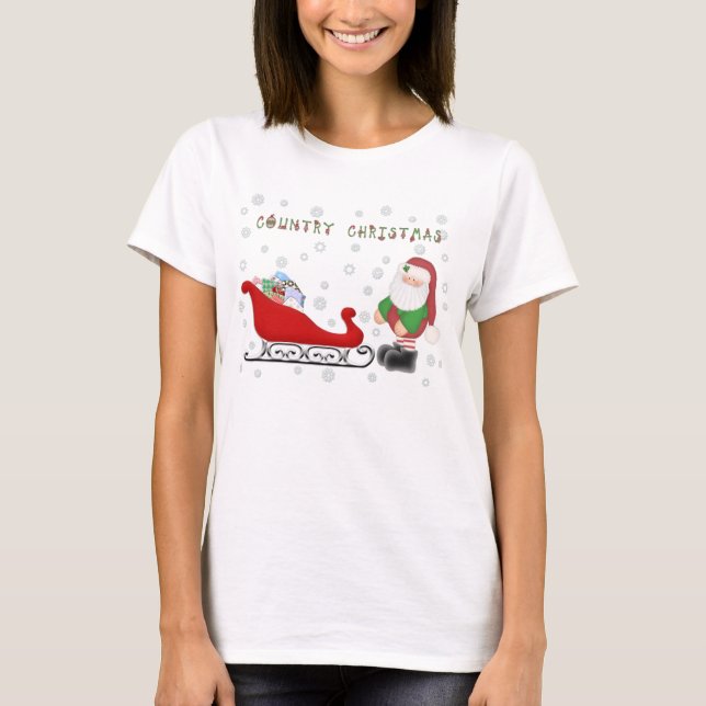 Camiseta Ho Ho Ho trineo de Santas del navidad del país (Anverso)
