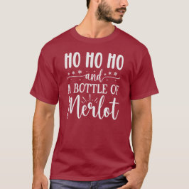 Camiseta Ho ho ho y una botella de papel blanco Merlot.