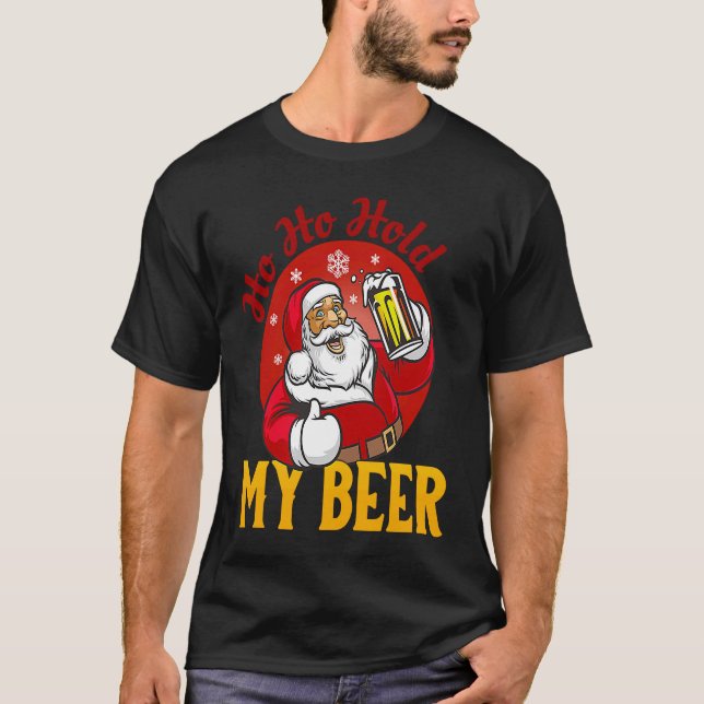 Camiseta Ho Ho Hold My Beer Sarcástica Santa (Anverso)