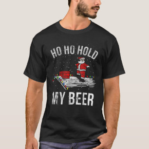 Camiseta Ho Ho Hold My Beer Skateboard Roof Santa Funny