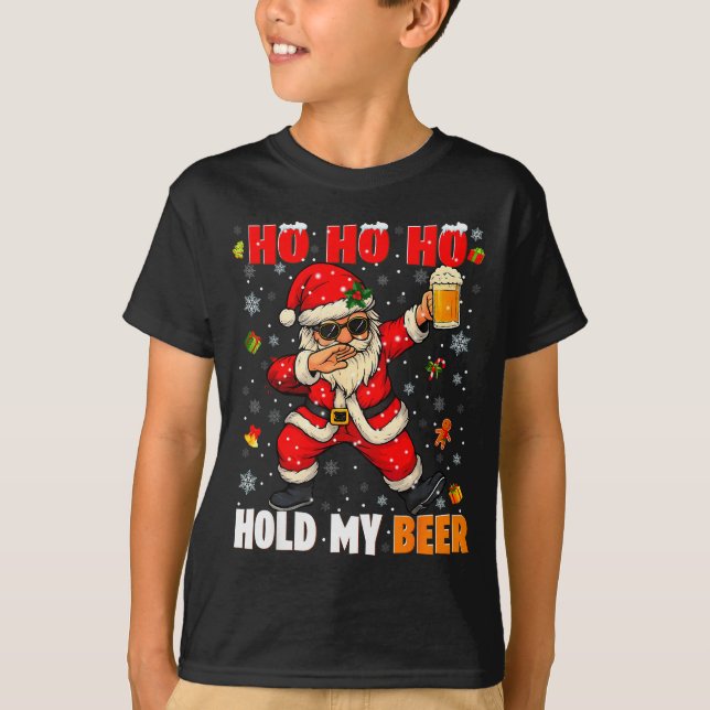 Camiseta Ho Ho Hold My Drink Cool Dabbing Santa Christmas X (Anverso)