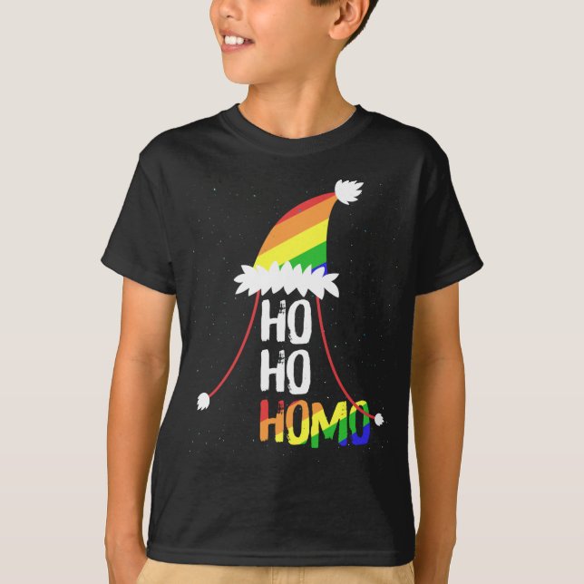 Camiseta Ho Ho Homo Chicas Santa Hat Navidades del Orgullo  (Anverso)