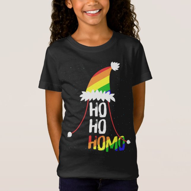 Camiseta Ho Ho Homo Chicas Santa Hat Navidades del Orgullo  (Anverso)