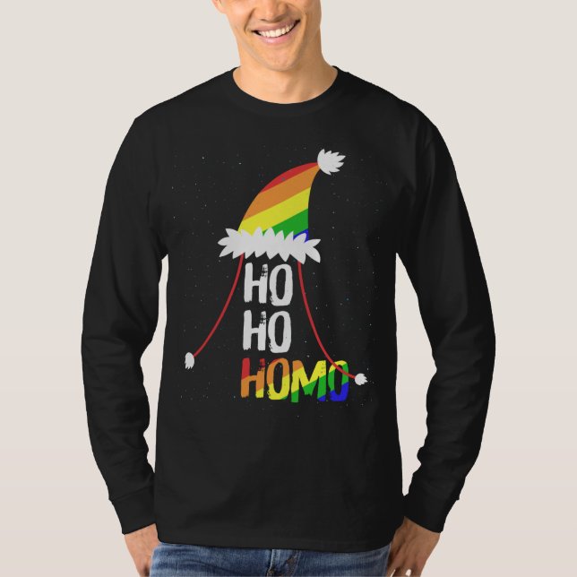 Camiseta Ho Ho Homo Chicas Santa Hat Navidades del Orgullo  (Anverso)