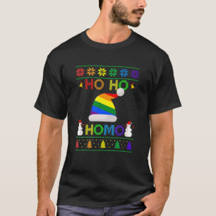 Camiseta Ho Ho Homo Gay Navidades LGBT Rainbow Santa Hat Ug