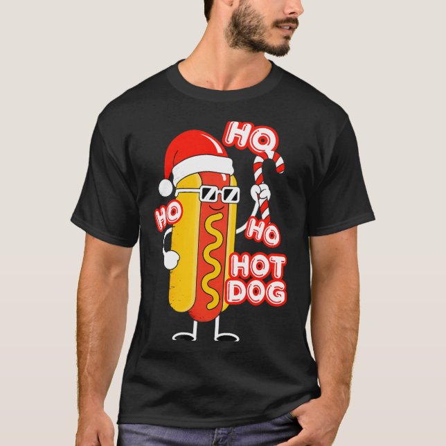 Camiseta Ho Ho Hot Dog Funny Christmas– Festive Hot Dog In  (Anverso)