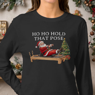 Camiseta Ho Ho Mantén Esa Pose Divertido Santa Pilates Navi