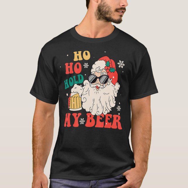 Camiseta Ho Ho My Beer Santan Gafas De Sol Groovy Retro Chr (Anverso)