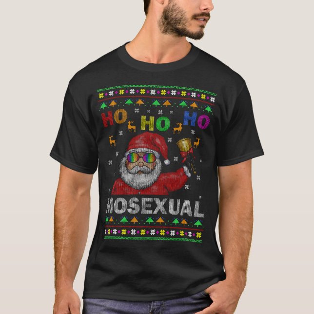 Camiseta Ho Ho Navidades homosexuales de Santa Holiday Orgu (Anverso)