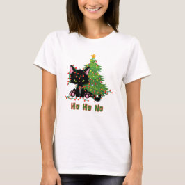 Camiseta HO HO NO Navidades Gato