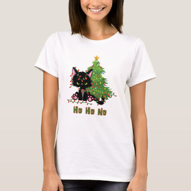 Camiseta HO HO NO Navidades Gato (Anverso)
